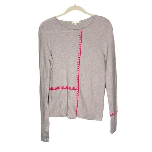 Lisa Todd Cotton Asymmetric Pink Stitched Sweater - Picture 1 of 10